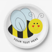 Cute Bee Add Text Papieren Bordje (Voorkant)