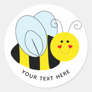 Cute Bee Add Text Ronde Sticker