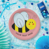 Cute Bee Add Text | Roze Papieren Bordje (Feest)