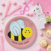 Cute Bee Add Text | Roze Papieren Bordje (Feest)