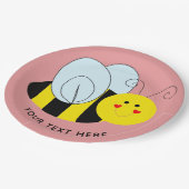 Cute Bee Add Text | Roze Papieren Bordje (Gekanteld)