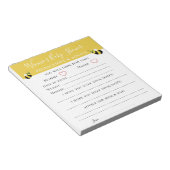 Cute bee Advice and Predictions Baby shower Game N Notitieblok (Schuin)