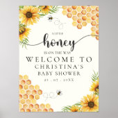 Cute Bee and Sunflower Baby shower Poster (Voorkant)
