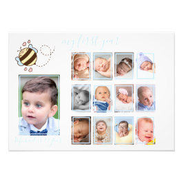 Cute bee Baby Boy Mijn eerste jaar Foto Wall Decor Afdruk