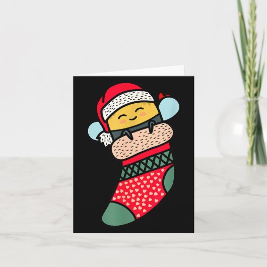 Cute Bee Baby Bumblebee In Christmas Sock Xmas Paj Kaart (Voorkant)