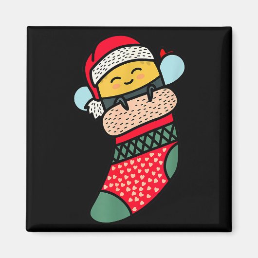 Cute Bee Baby Bumblebee In Christmas Sock Xmas Paj Magneet (Voorkant)