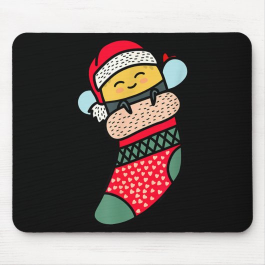 Cute Bee Baby Bumblebee In Christmas Sock Xmas Paj Muismat (Voorkant)