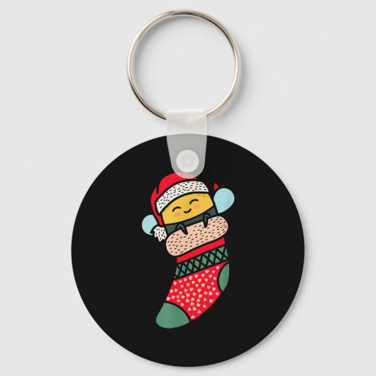 Cute Bee Baby Bumblebee In Christmas Sock Xmas Paj Sleutelhanger (Voorkant)