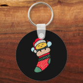 Cute Bee Baby Bumblebee In Christmas Sock Xmas Paj Sleutelhanger (Voorkant)