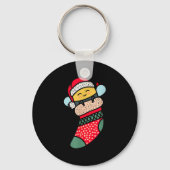 Cute Bee Baby Bumblebee In Christmas Sock Xmas Paj Sleutelhanger (Voorkant)