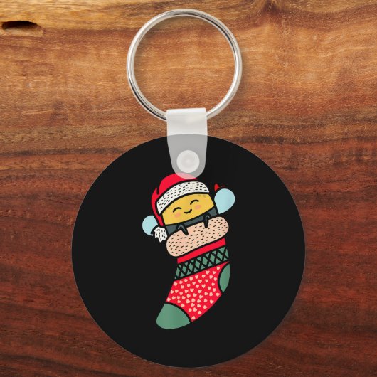 Cute Bee Baby Bumblebee In Christmas Sock Xmas Paj Sleutelhanger (Voorkant)