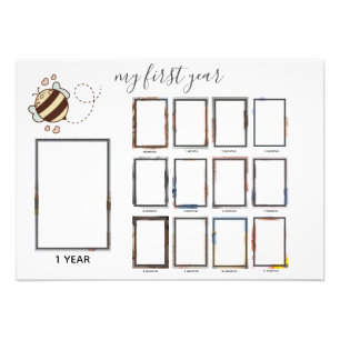 Cute bee Baby Mijn eerste jaar Foto Kinderen Wall  Foto Afdruk