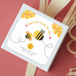 Cute Bee Baby shower Bedankt voor zijn hier Kawaii Vierkante Sticker