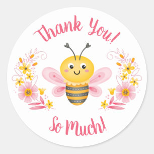 Cute Bee Baby shower Dank je wel. Ronde Sticker