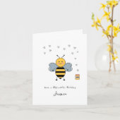 Cute bee Birthday Kaart - Cute, Fun, Kawaii Kaart (Gele Bloem)
