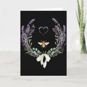 Cute Bee Bow Lavender Flower Heart Botanical Natur Kaart (Voorkant)