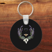 Cute Bee Bow Lavender Flower Heart Botanical Natur Sleutelhanger (Voorkant)