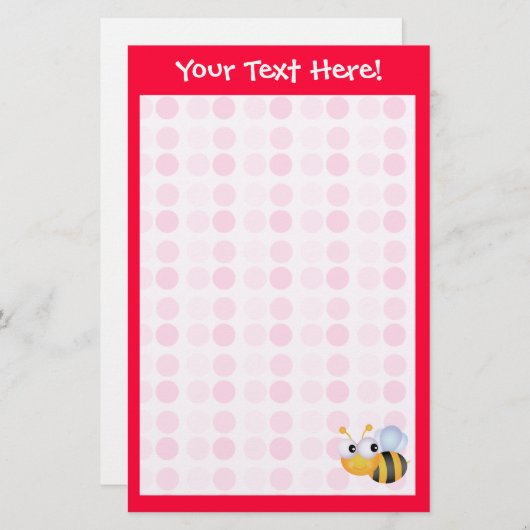 Cute Bee Briefpapier (Voorkant / Achterkant)