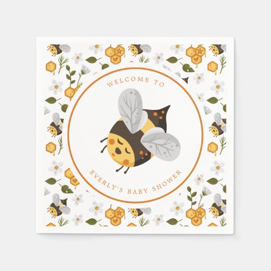 Cute bee Bumblebee Baby shower Servet (Voorkant)