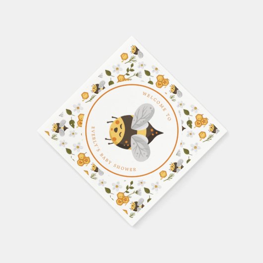 Cute bee Bumblebee Baby shower Servet (Hoek)