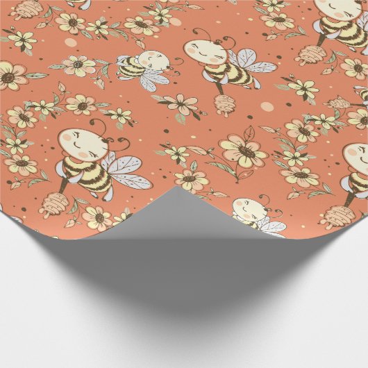 Cute Bee Cadeaupapier (Hoek)