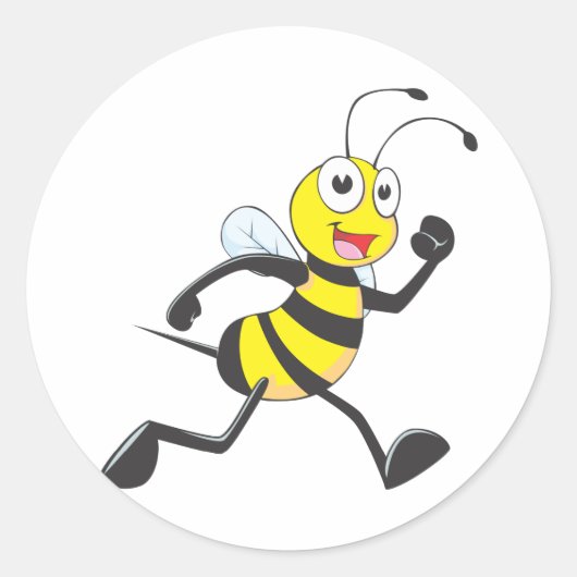 Cute Bee Cartoon die het looploopende Shirt van he Ronde Sticker (Voorkant)