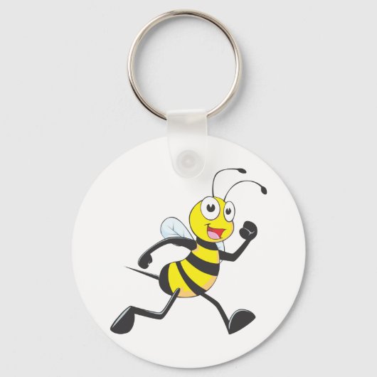 Cute Bee Cartoon die het looploopende Shirt van he Sleutelhanger (Voorkant)