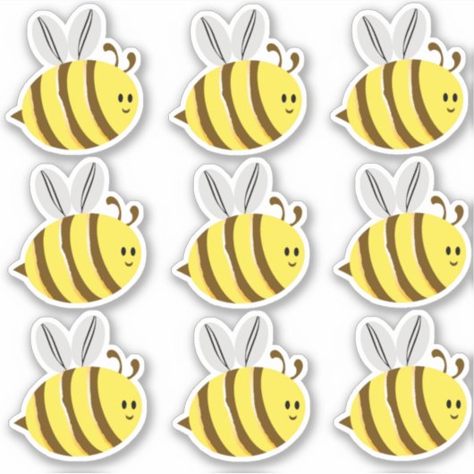 Cute bee cartoon style multi pack sticker (Voorkant)