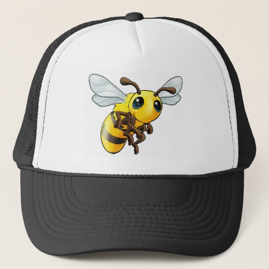 Cute Bee Character Trucker Pet (Voorkant)