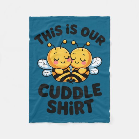 Cute Bee Couple Cuddle Funny Romantic Fleece Deken (Voorkant)