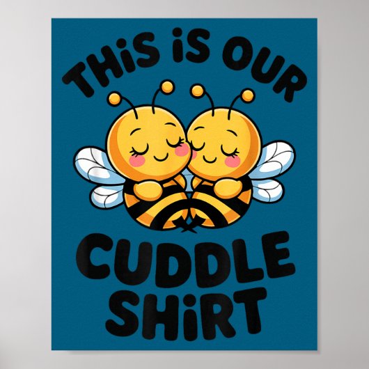 Cute Bee Couple Cuddle Funny Romantic  Poster (Voorkant)