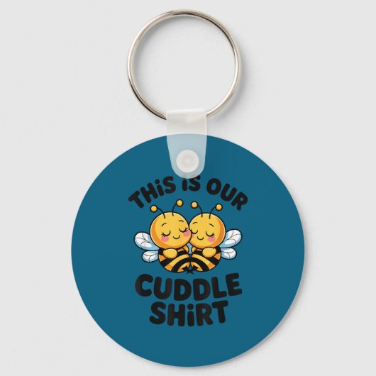 Cute Bee Couple Cuddle Funny Romantic  Sleutelhanger (Voorkant)