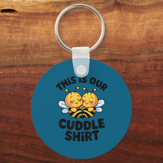 Cute Bee Couple Cuddle Funny Romantic Sleutelhanger (Voorkant)