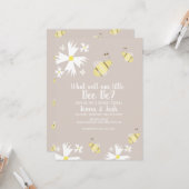 Cute bee Daisy Floral Gender onthulling Kaart (Voorkant / Achterkant in situ)