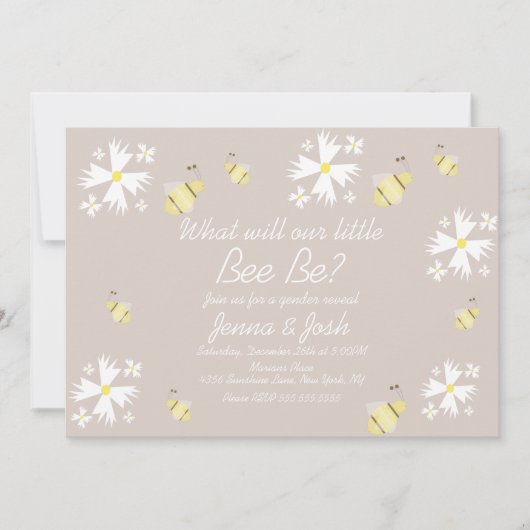 Cute bee Daisy Floral Gender onthult Earthy Tones Kaart (Voorkant)