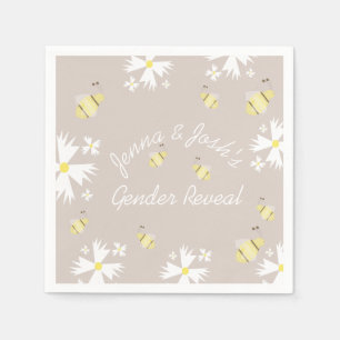 Cute bee Daisy Floral Gender onthult Earthy Tones Servet