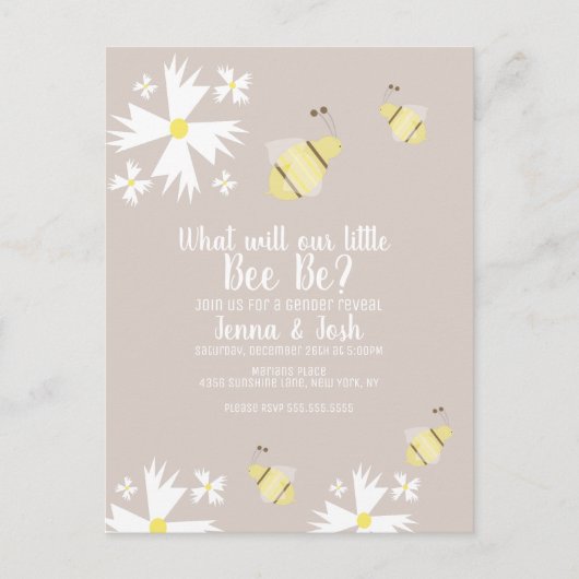Cute bee Daisy Floral Gender Reopenbaart Briefkaar Briefkaart (Voorkant)