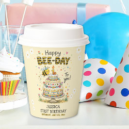 Cute Bee Day Birthday | Bumble Bee First Birthday Papieren Bekers