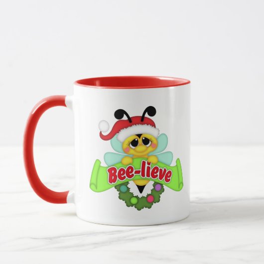 Cute bee en Santa Beelieve mok (Links)