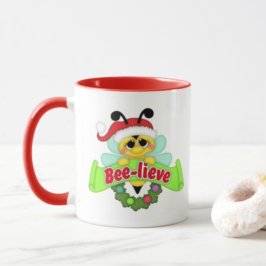 Cute bee en Santa Beelieve mok (Met donut)