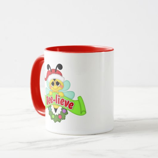 Cute bee en Santa Beelieve mok (Voorkant links)