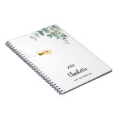 Cute bee eucalyptus greenery monogram notitieboek (Rechterzijde)