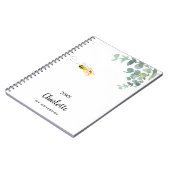 Cute bee eucalyptus greenery monogram notitieboek (Linkerzijde)