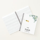 Cute bee eucalyptus greenery monogram notitieboek (Binnen)