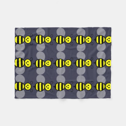 Cute Bee Fleece Blanket (Voorkant (Horizontaal))