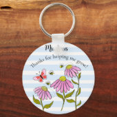 Cute Bee & Flower Teacher Sleutelhanger | “Lesgeve (Achterkant)