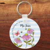 Cute Bee & Flower Teacher Sleutelhanger | “Lesgeve (Voorkant)