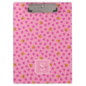 Cute Bee & Flowers Pattern Monogram Name – Pink Klembord (Voorkant)