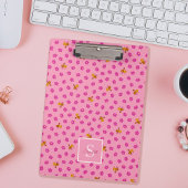 Cute Bee & Flowers Pattern Monogram Name – Pink Klembord