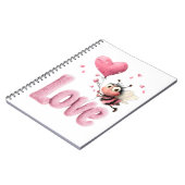 Cute Bee Fluffy Pink Love Heart Balloon  Notitieboek (Linkerzijde)
